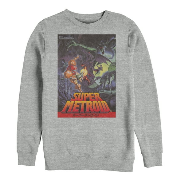 Men's Nintendo Super Metroid Japanese Cover Art Sweatshirt Athletic Heather 3X Large