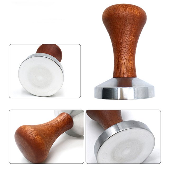 51mm/53mm/58mm Coffee Tamper Powder Hammer Pressing Wooden Handle Coffee Distributor for Coffee and Espresso Mat Powder Hammer51mmUnited States He Qiyong unisex