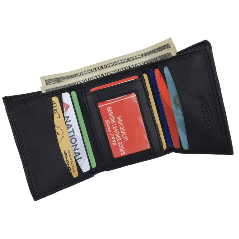 Trifold Middle Flap ID Lambksin Leather Wallet 3755 - Walmart.com