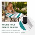 thumbnail image 4 of Round Outdoor Tablecloth with Umbrella Hole and Zipper, Teal Grey Striped Tablecloth with Elastic Waterproof, Geometric Vertical Stripes Minimalist Patio Table Covers for 55" - 60" Pool Tables, 4 of 9