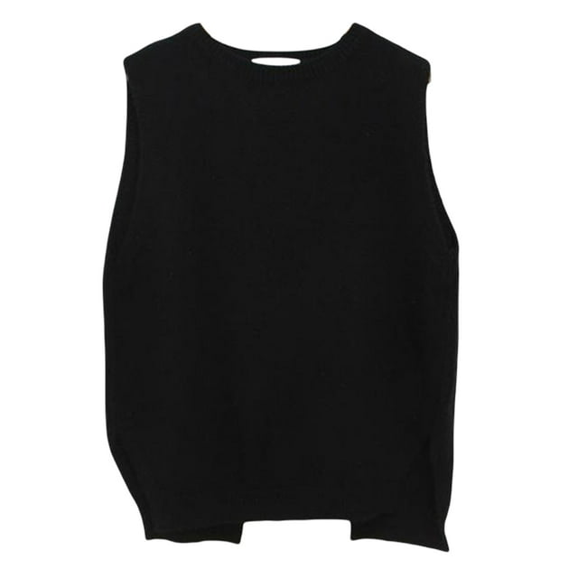 Jumpingount Primavera otoño mujer chaleco tejido portátil lavable Color sólido elegante moda térmica niñas sin mangas suéter ropa Prendas para la parte del cuerpo Negro XXL Jumpingount AP013743-08