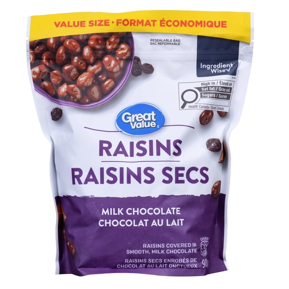 Great Value Milk Chocolate Raisins, Kosher, Made in Canada, 908 g