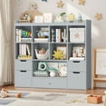 thumbnail image 5 of Homfa Kids Toy Storage Organizer with Cubby, Kids Toy Storage Chest with Removable Drawers, Kids Bookcase for Playroom Bedroom Living Room, Gray, 5 of 10