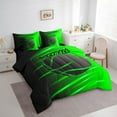 thumbnail image 3 of Feelyou Cartoon Green Basketball Bedding Comforter Set 7pcs, Neon Abstract Ombre King Bedding Sets, Teens Kids Boys Girls Reversible Bed Sheets, Luxury Bedroom Decor, 3 of 8