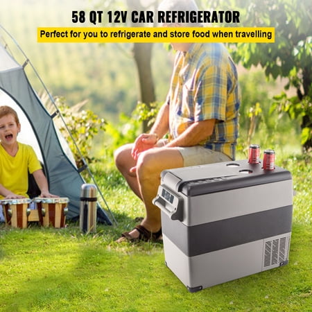 SKYSHALO 55L Portable Car Refrigerator, 58 Quart Compact RV Fridge, 12/24V DC & 110-240V AC Vehicle, Car, Truck, Boat Mini Electric Freezer - Ideal for Driving