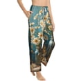 thumbnail image 3 of Cauagu Delicate White Daisy Jars Pajama Pants for Women Loose Fit Wide Leg Trouser Pants Casual Elastic Waist Drawstring Lounge Pants, 3 of 6