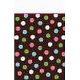 thumbnail image 3 of Disposable Plastic Lined, Paper Table Cover in Chocolate Multicolored Polka Dots Fits 8' Tables, 54 x 102", Brown, 3 of 3