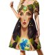 thumbnail image 1 of El mundo. Tarot. Gaia. Vestido de manga corta Vestidos de mujer vestidos de fiesta mujer Vestido de noche, 1 of 6
