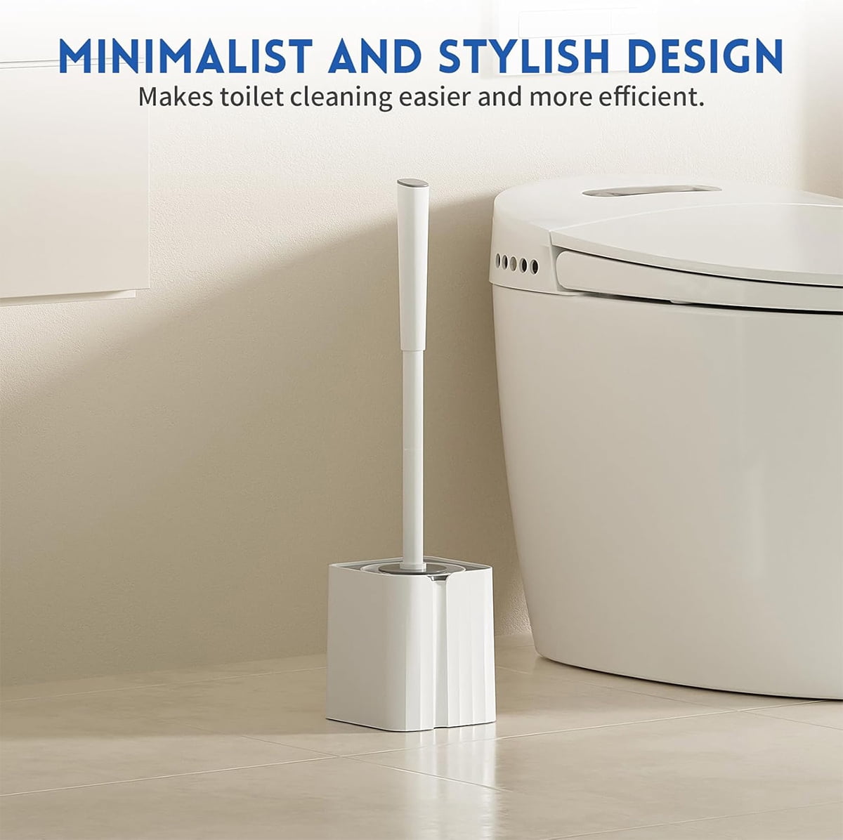 Toilet Brush and Holder Set, Silicone Toilet Bowl Brush, Bathroom Accessories, Durable Scrubber Bristles, Wall Mountable, Drip-Proof, Deep Cleaning. (White)