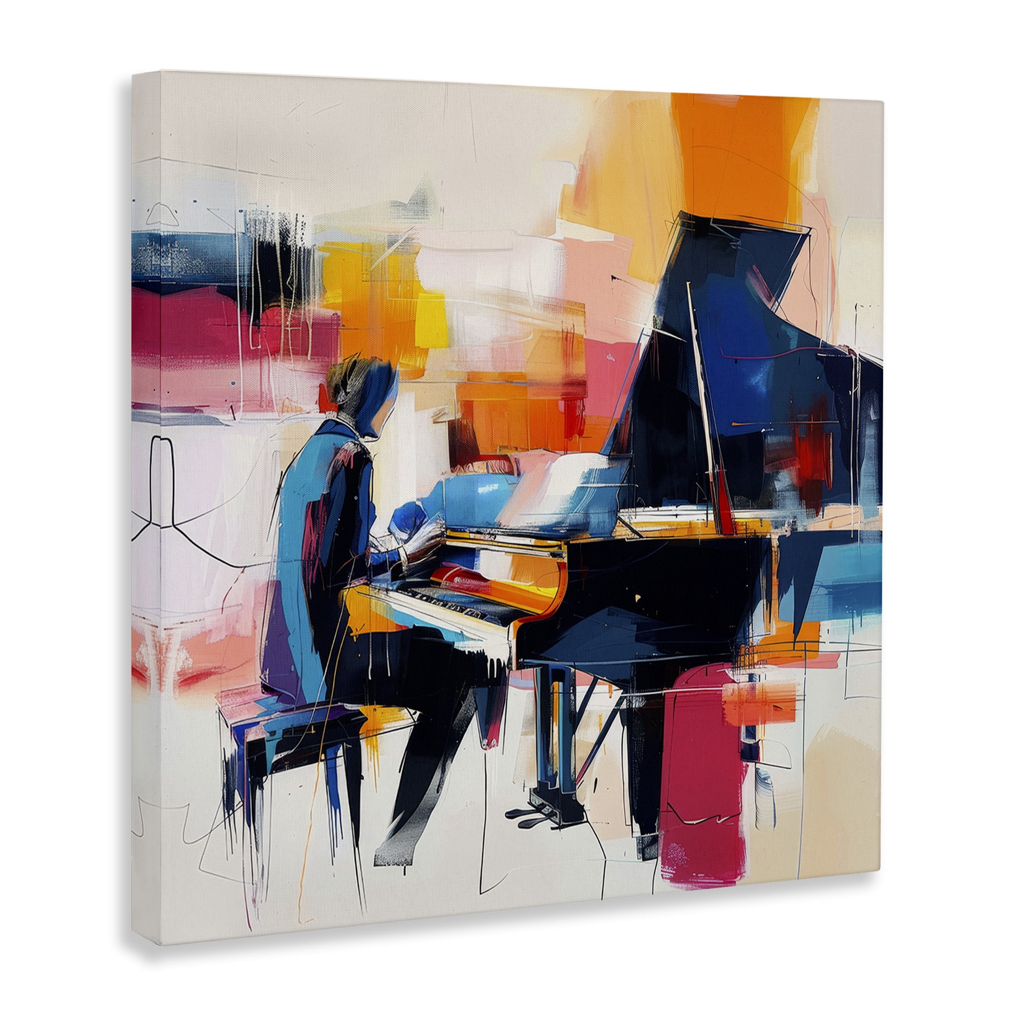 Stupell Industries Musical Melodies Piano Musician Performing Arts Painting Gallery Wrapped Canvas Art Print Wall Art, 30 x 30