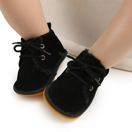 

Winter Baby Girl Boy Shoes with Fleece Liner Anti-Slip Toddler Warm Snow Boots Infant Prewalker 0-18M