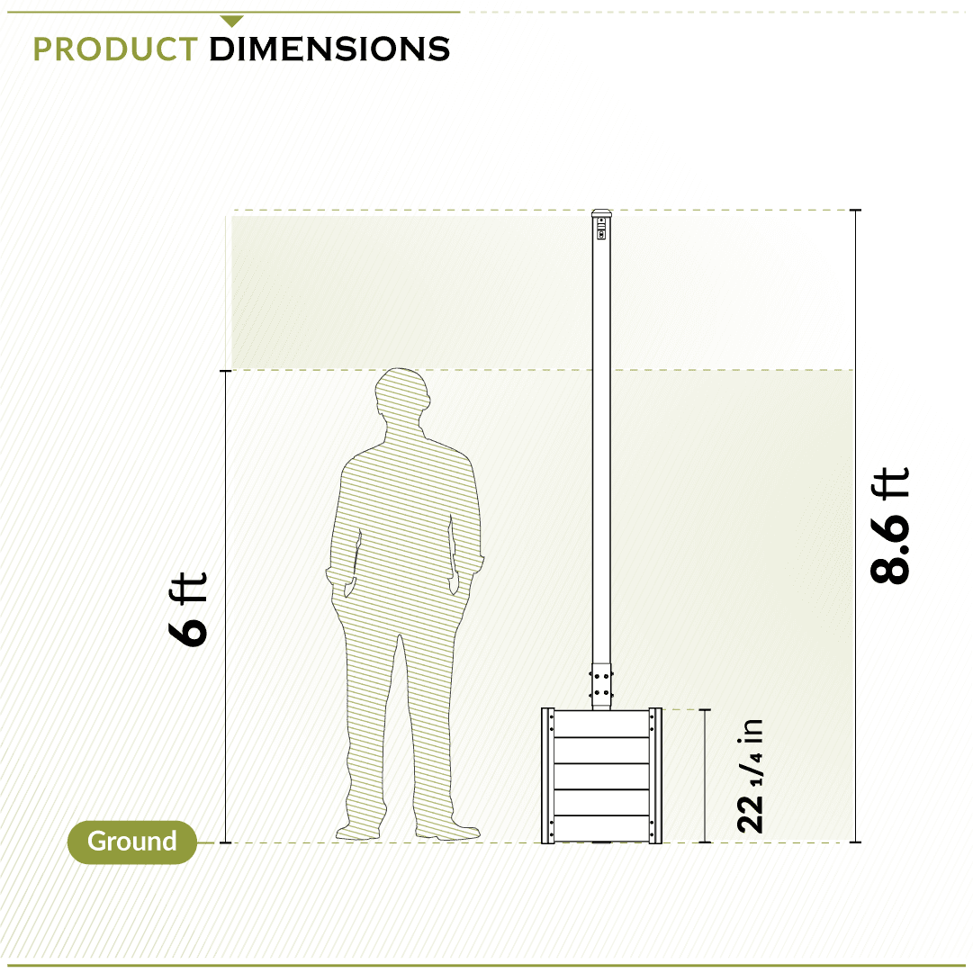 8.5ft H (1 Post w/ Planter) Freestanding Zippity Concord String Light Post for Outdoor Hanging Lights, Light Poles for Outside Balcony Lights, Patio Decor for String Lights, ZP19081