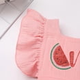 thumbnail image 6 of FYMNSI Newborn Baby Girl Ruffle Bubble Romper Dress+Headband One Piece Bodysuit Jumpsuit Infant Summer Clothes 6-12 Months Watermelon, 6 of 9