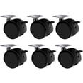 thumbnail image 1 of Ruedas para muebles de doble rueda (paquete de 6), ruedas de nailon giratorias de 50 mm y 360 °, con frenos, ruedas giratorias universales resistentes sin marcar, con rodillos de placa fija, 1 of 5