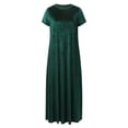 thumbnail image 4 of adviicd Robes Mignonnes pour Femmes Robe à Manches Courtes Évasées Col en V Taille Élastique Smockée Ourlet à Volants Mini Robe Verte,G, 4 of 5