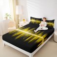 thumbnail image 4 of Homewish Modern Geometric Artistic Queen Sheet Sets,Stripes Lines Flat Sheet,Black Yellow Queen Fitted Sheet For Girls Kids,Microfiber Bedroom Decor,4-Piece, 4 of 7