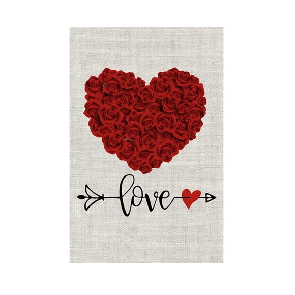 Hearth & Gear Drapeau de Jardin de la Saint-Valentin Joyeux Saint-Valentin Drapeau de Jardin Décoré de Cœurs Bannière de Fenêtre de Voiture Autocollant Drapeau Canadien 4x6 Bannières de Fête en Nylon pour l'Extérieur Support de Drapeau de Jardin avec