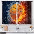 thumbnail image 4 of Sports Curtains, Basketball Theme Abstract Flame Art for Boys Teens Men Kids Small Short Cafe Window Curtain Over Sink Bathroom Dining Room Decor Rod Pocket Window Drapes 2 Panels 36"x28" Inch, 4 of 6