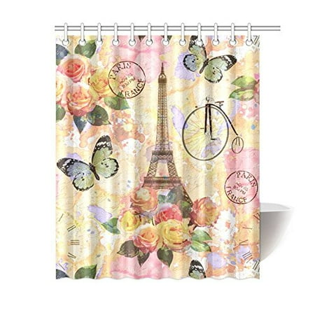 Mkhert Vintage Paris Eiffel Tower Antique Bicycle Flowers