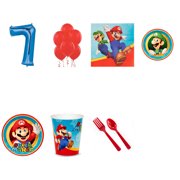 Super Mario Party Supplies Party Pack For 16 With Blue #7 Balloon