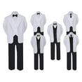 thumbnail image 1 of 5-7pc Formal Black & White Suit Set Black Bow Necktie Vest Boy Baby Sm-20 Teen, 1 of 3