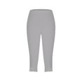 thumbnail image 4 of Timegard Capri Leggings for Women Summer High Waisted Belly Control Slim Fitted Yoga Gym Cropped Pants, 4 of 6