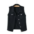 thumbnail image 3 of Baberdicy Puffer Vest Top Loose Solid Shirt Denim Jacket Sleeveless Denim Vest Women's Color Women's Denim Vest Top Sweater Vest Black, 3 of 7