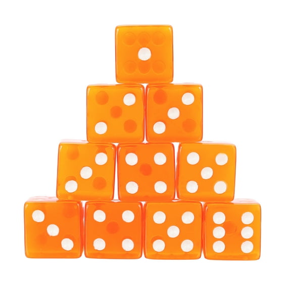 36Pack 19mm/0.75" Acrylic Translucent Rounded Edge D6 Dice, Orange