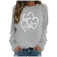 thumbnail image 2 of Fartey 2025 Chandail en Molleton pour Femmes Saint-Valentin Décontracté Manches Longues Col Rond Chandail Mignon Graphique Mode Vacances Chandails en Molleton Gris, 2 of 4