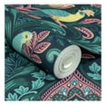 thumbnail image 2 of Grandeco Peacock Damask Vinyl Textured Wallpaper, 2 of 3