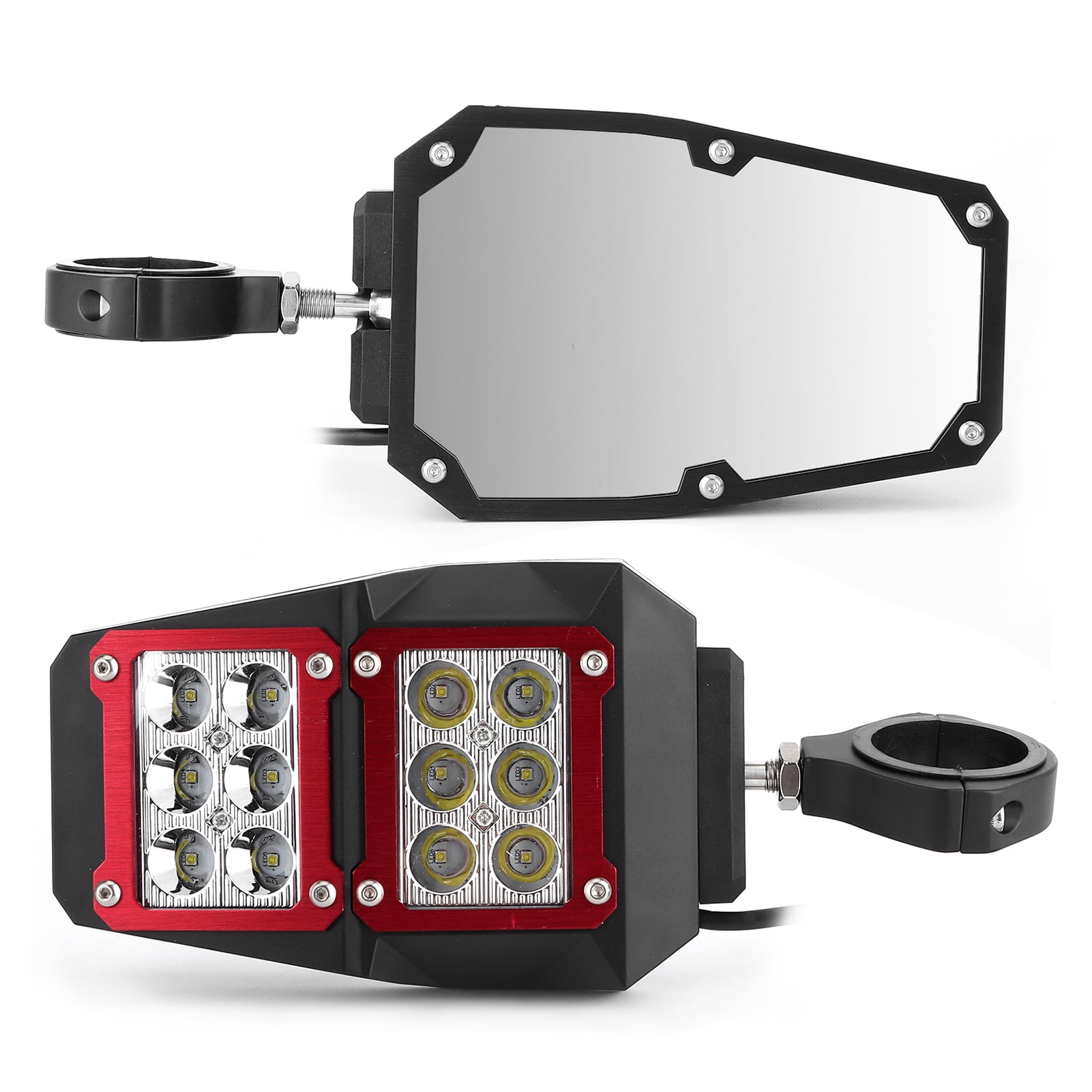 Atv Lamp Replacement UTV Side Rear View Mirror 360 Degree With LED