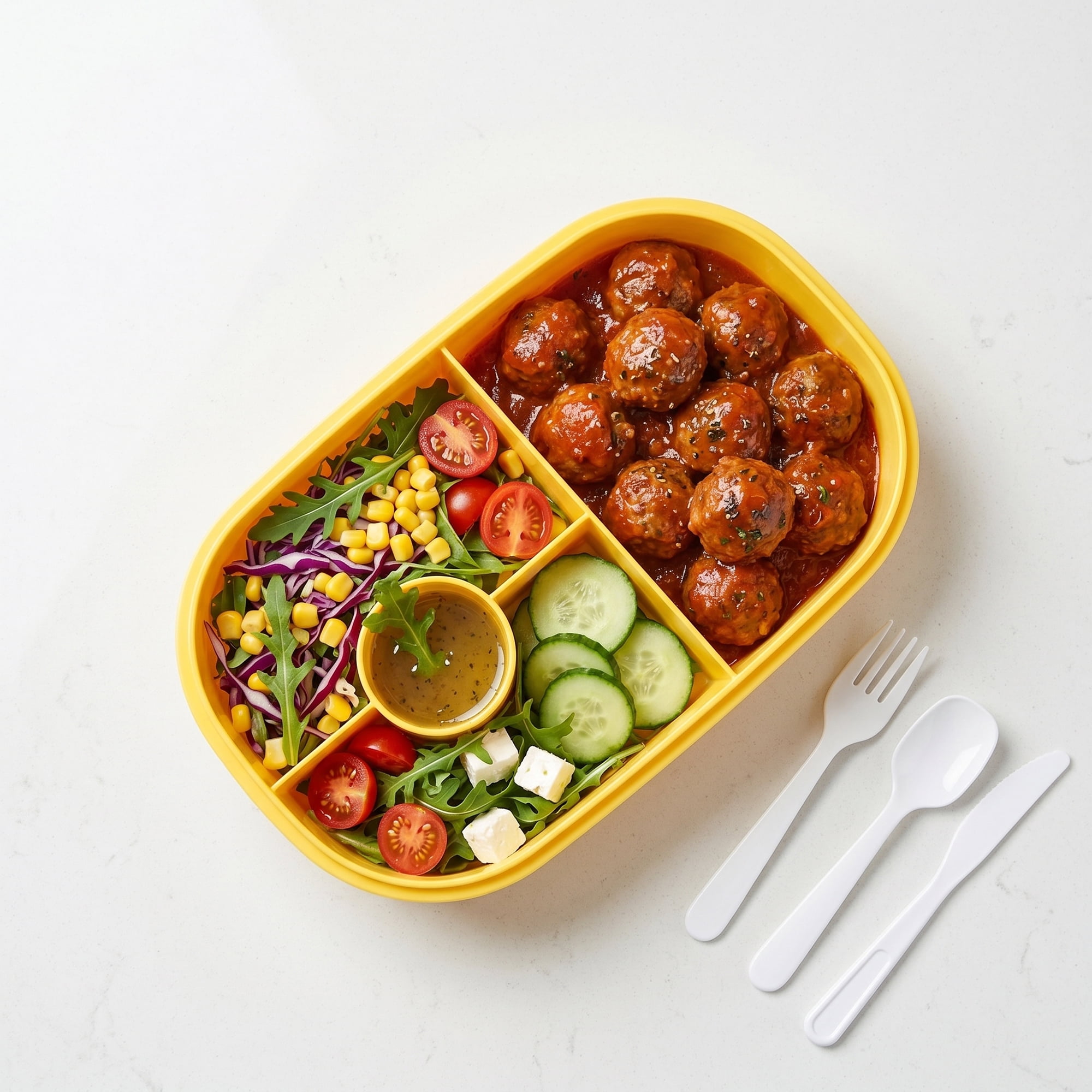 Unique Bargains Multi-Layer Leak-Proof Meal Lunch Bento Box Blue & Yellow