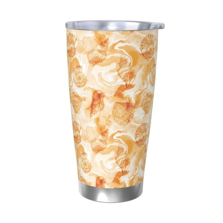 

Logiee Watercolor Sea Shells Print 20OZ Car Cup with Lid Stainless Steel Vacuum Insulated Double Wall Travel Tumbler Durable Insulated Coffee Mug Thermal Cup with Straw-Without Straw