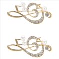 thumbnail image 1 of 2X Elegante Nota de la Música Broche para Las Mujeres la Niña Accesorios de Vestido Broche de Cristal de Oro Broche de Diamantes de Imitación 5.6cmx3cm, 1 of 8