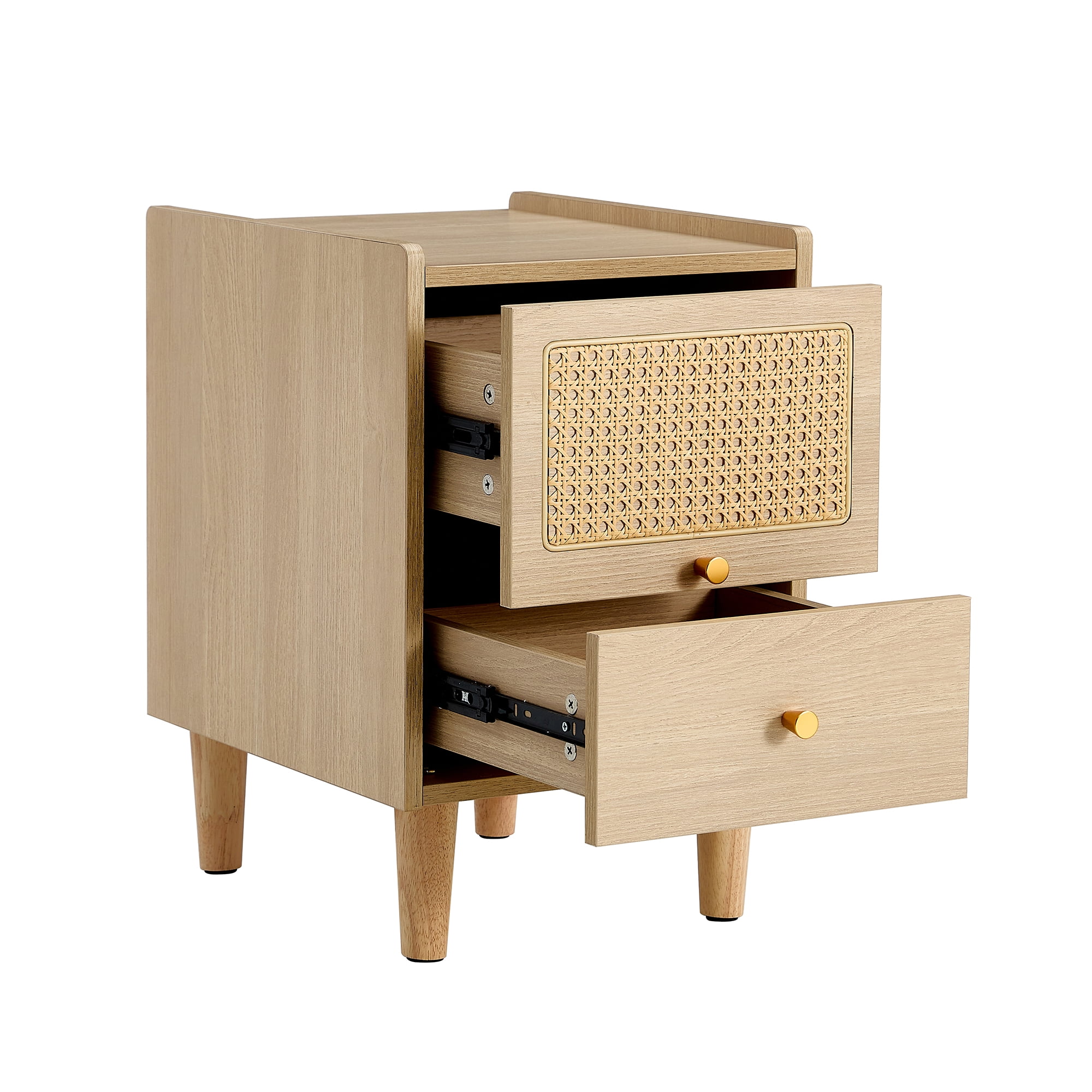 Resenkos Modern Natural End Side Table Nightstand, Bedroom Furniture with Rattan Drawers Resenkos Modern Natural End Side Table Nightstand, Bedroom Furniture with Rattan Drawers