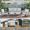 thumbnail image 5 of HOMREST Patio Furniture Sets 6 PCS Outdoor Metal Conversation Sets, 360 Degree Swivel Rocking Chairs Patio Conversation Set with Ottomans, Coffee Table and 3-Seat Sofa for Garden, Deck and Poolside, 5 of 9