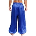 thumbnail image 3 of YiZYiF Mens Satin Belly Dance Harem Pants Loose Fit Trousers Bloomers Arabian Prince Outfits Royal Blue L, 3 of 6