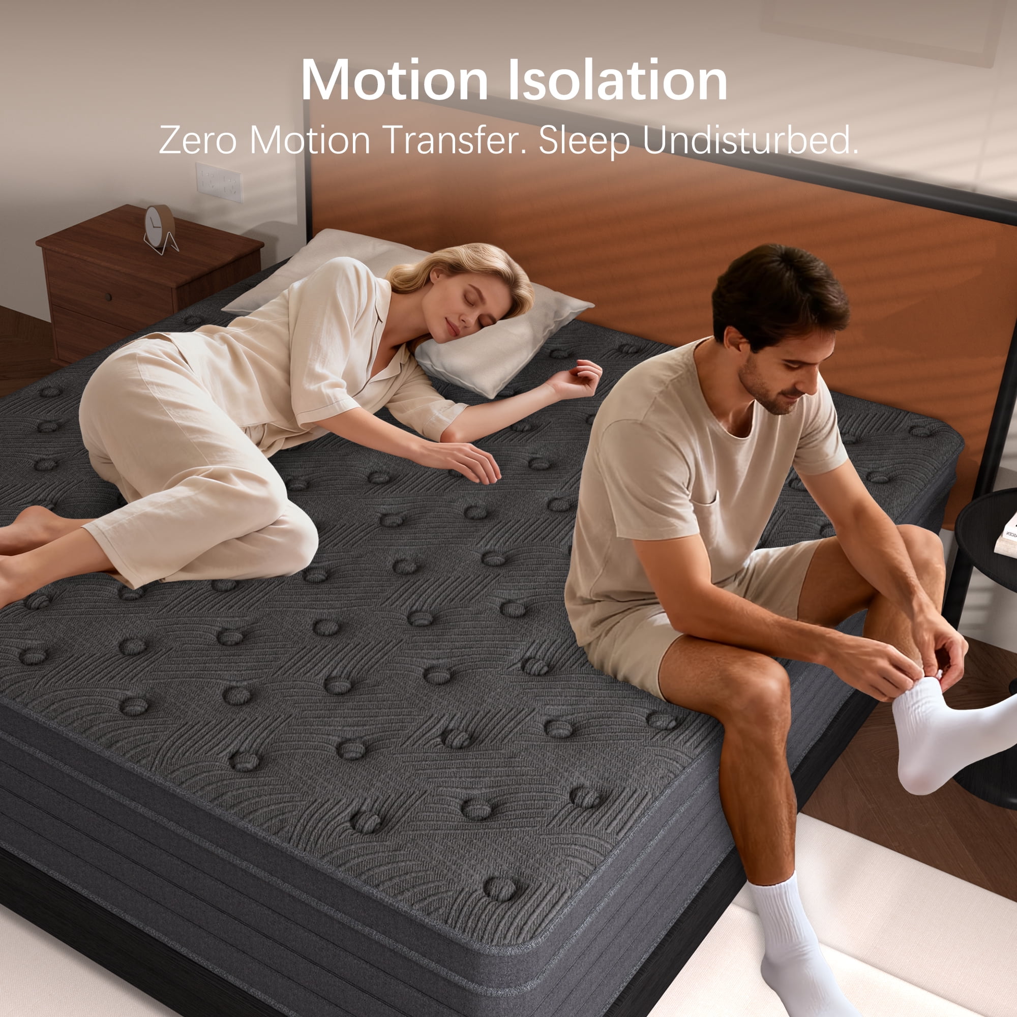 12 Inch Queen Size Mattress,Gray Cooling Gel Memory Foam Mattress in a Box, Individual Pocket Spring Hybrid Mattress,Pressure Relief, CertiPUR-US