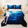 thumbnail image 2 of Feelyou Fish Underwater World Queen Comforter Set for Boys Girls, Cartoon Marine Animal Ocean Bedding Comforter Set, Navy, Black Reversible, 3pcs, 2 of 6