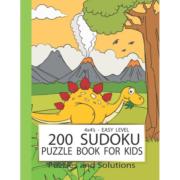 sudoku puzzle book for kids easy level sudoku books for beginner large print with solution logic puzzles game for gift children 4x4 s 200 puzzles two puzzle per page volume 3 paperback walmart com