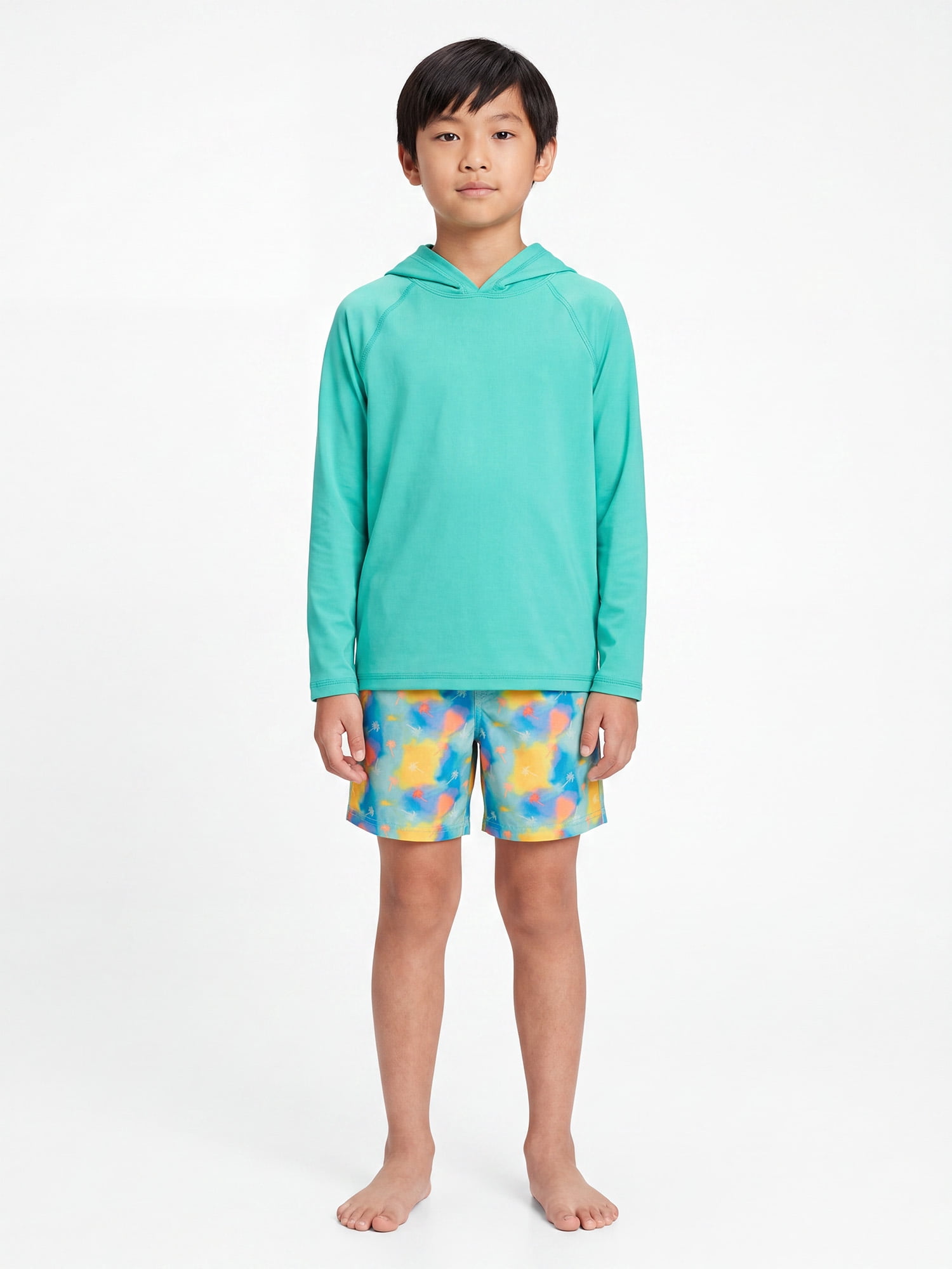 Ocean Gear Boys Long Sleeve Hooded Rash Guard Swim Top, Sizes 4-18