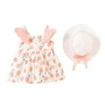 thumbnail image 3 of Bovxnpu Summer Girls Dresses, Toddler Girls Cotton Dress Tank Play Dress Sundress, Girls Cute Sleeveless Sweet Flower Print Ruffle Dress Hat Set 18 Months, 3 of 6