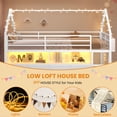 thumbnail image 3 of Twin Size Low Loft Bed with 8 Storage Drawers and Bookcase, House Shaped Bunk Bed with LED Lights,Metal Loft Bed with Ladder,13.4" Safety Guardrail,White, 3 of 8