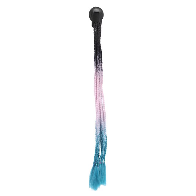 Casco Cola De Caballo Decoración Motocicleta De Moda Casco Degradado Rastas PelucaNegro Rosa Lago Azul