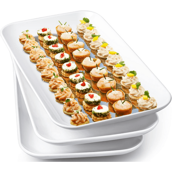 Delling Large Serving Platter, 14 Inch White Ceramic Set of 3