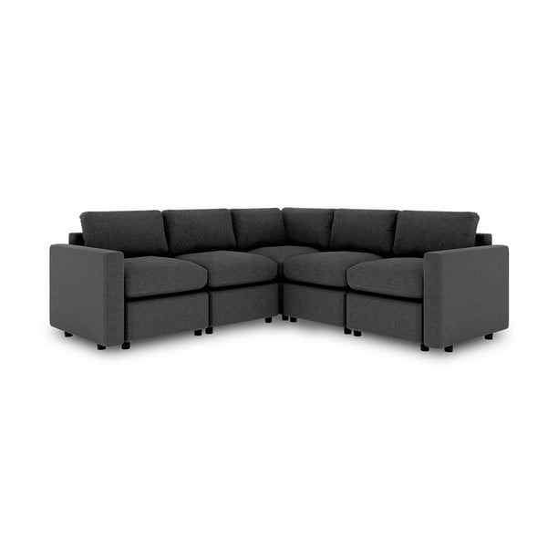 Sala Seccional Modular Esquinera Adapti 5 Plazas | Gris Carbón