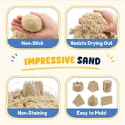 Billeeit Sand Construction Kit with 2.2lbs Play Sand for Kids Ages 3+, 15x15 in Large Sandbox, 4 Press to Go Trucks & DIY Stickers, Castle Molds, 32PCS Total Accessories, Creative Sand Play Set