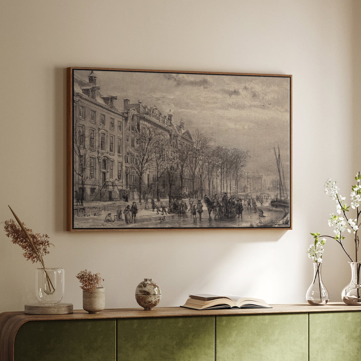 Vintage Landscape-CCXXXIII By Wexford Home Framed in Walnut Wood Gallery Wrapped Canvas 27 in. x 41 in.