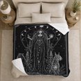 thumbnail image 5 of Moon Priestess with Two Big Cats, Gothic Celestial Style for Feline Lovers, Sacred Animal Scene and Halloween Gift, Soft Flannel Blanket for Bedroom, Home Decor, 5 of 9