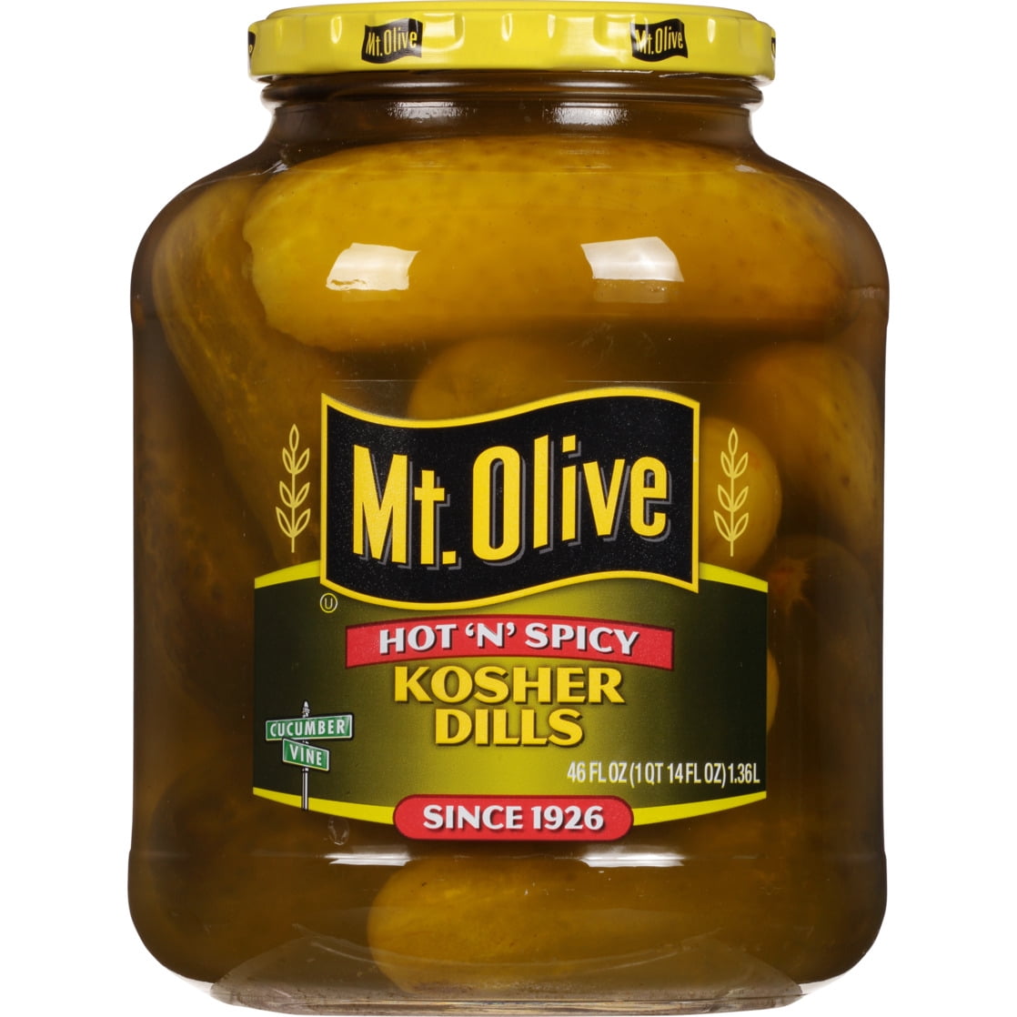 (2 pack) Mt. Olive Hot N Spicy Kosher Dills Pickles - 46 fl oz jar